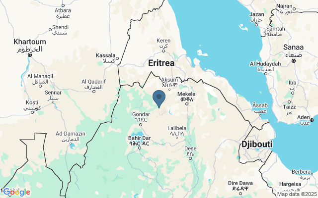 Kaart met locatie Simien Mountains National Park